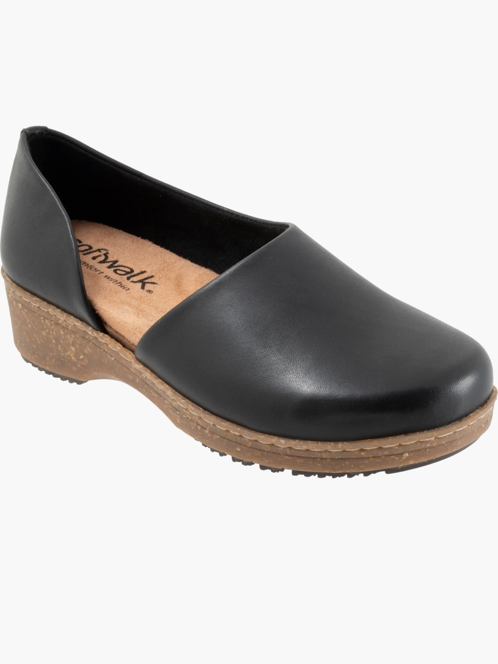 Softwalk Addie Half d'Orsay Black Leather Mule 7 W